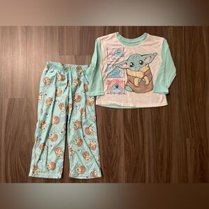 Star Wars Kids Long Sleeve Pajama Set - Light Green and White size 6